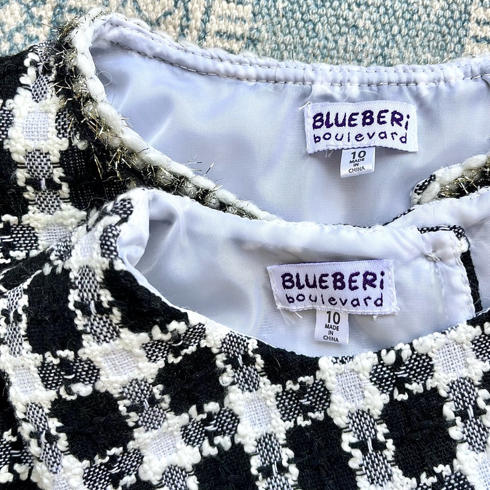 NWOT Girls Houndstooth Coat and Dress Set Black & White Tulle Twill Size 10 - Picture 3 of 11